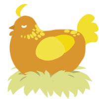 A orange and yellow chicken with a neck-speckle pattern