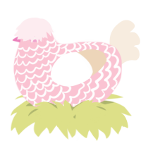 A rose and cream chicken with a lace pattern