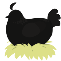 A black and sable chicken with a neck-speckle pattern