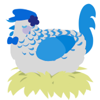 A pink and sapphire chicken with a half-lace pattern