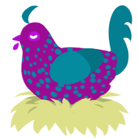 A plum and sea chicken with a speckle pattern