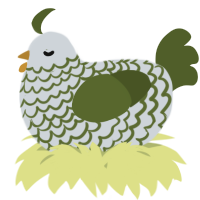 A mist and olive chicken with a lace pattern