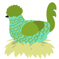 A mint and chartreuse chicken with a lace pattern