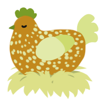A ochre and lemon chicken with a speckle pattern
