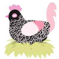A sable and rose chicken with a double-lace pattern