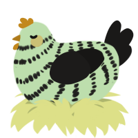 A gluppy and sable chicken with a bar pattern