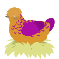 A orange and plum chicken with a half-lace pattern