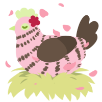 Apple Blossom, a rose and bark chicken with a bar pattern