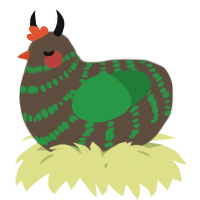A bark and viridian chicken with a bar pattern