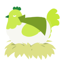 A white and lime chicken with a head pattern