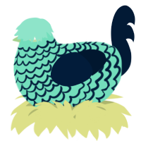A mint and tumblr chicken with a lace pattern