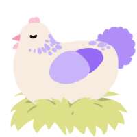 A cream and lilac chicken with a neck-speckle pattern