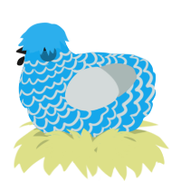 A sky and silver chicken with a lace pattern