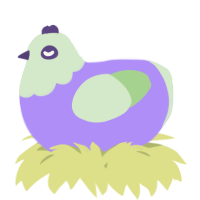 A lilac and gluppy chicken with a head pattern