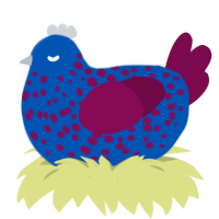 A ultramarine and wine chicken with a speckle pattern