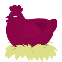 A maroon chicken with a lace pattern