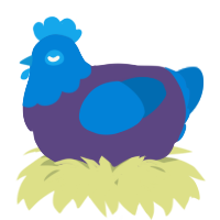 A overcast and sapphire chicken with a head pattern