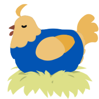A ultramarine and honey chicken with a head pattern