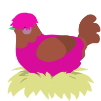 Sultana Bran Jr, a fuchsia and russet chicken with a head pattern