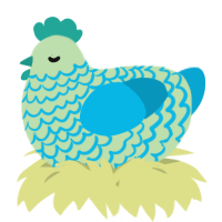 A gluppy and cerulean chicken with a lace pattern