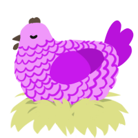 A lavender and amethyst chicken with a lace pattern