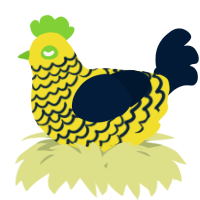 A yellow and tumblr chicken with a lace pattern