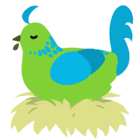 A grass and cerulean chicken with a neck-speckle pattern