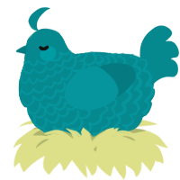 A teal chicken with a lace pattern