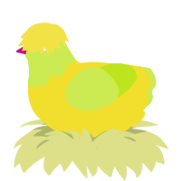 Lemon Lime, a yellow and lime chicken with a head pattern