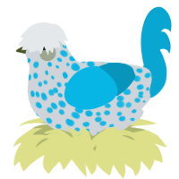 A mist and cerulean chicken with a speckle pattern