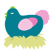 A sea and pink chicken