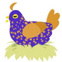(unnamed), a indigo and orange chicken with a speckle pattern