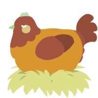 A orange and russet chicken with a head pattern