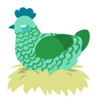 A mint and viridian chicken with a lace pattern