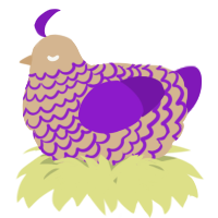 A beige and violet chicken with a lace pattern