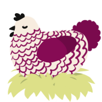 A cream and wine chicken with a lace pattern