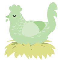 A gluppy chicken with a half-lace pattern