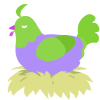 A lilac and grass chicken with a head pattern