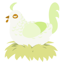 A white and apple chicken with a half-lace pattern