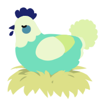 A mint and apple chicken with a head pattern