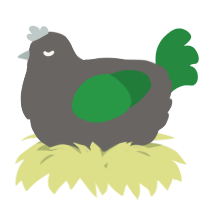 A grey and viridian chicken