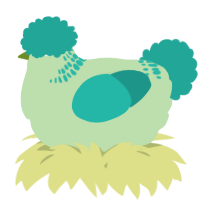 A gluppy and turquoise chicken with a neck-band pattern
