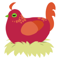 Cherry Cobbler, a crimson and vermilion chicken with a neck-speckle pattern