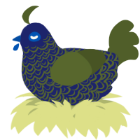 A navy and olive chicken with a double-lace pattern