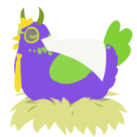 A blurple and grass chicken with a neck-speckle pattern