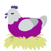 A plum and silver chicken with a head pattern