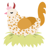 Deviled Egg, a cream and orange chicken with a speckle pattern