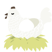 A white chicken with a lace pattern