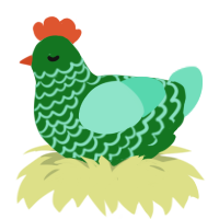 Leon, a leaf and mint chicken with a lace pattern