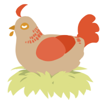 A beige and vermilion chicken with a neck-band pattern